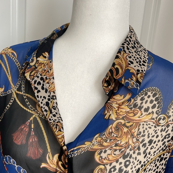 Forever 21 Vintage style 80s miami versace style sheer button up - Picture 5 of 7